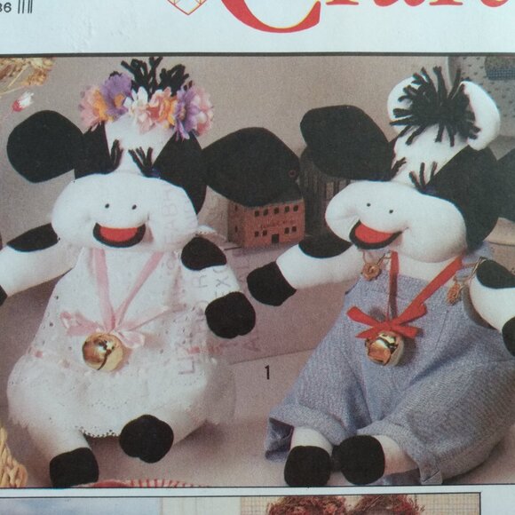 Vintage Cow Pig Dolls Clothes Sewing Pattern Country Farmhouse Decor - Picture 3 of 10